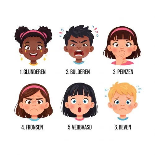 educational illustration showing 6 children's faces